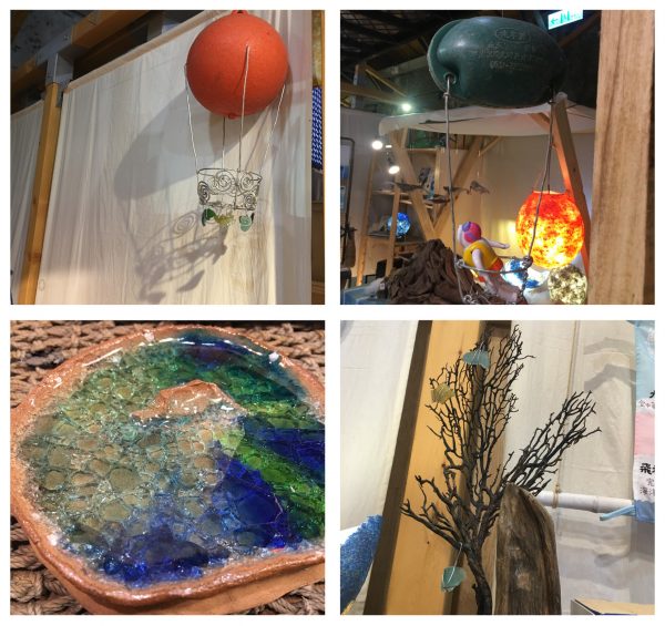 浮球與海玻璃創作