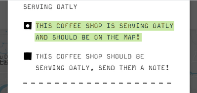 這間咖啡廳目前提供Oatly,應該要在地圖上! 這間咖啡廳目前提供Oatly,應該要在地圖上!