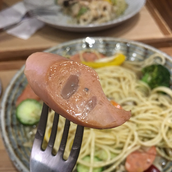 宜蘭蔬食料理_小豆田茶餐室DŌMO_vegan蒜香辣味德腸義大利麵 宜蘭蔬食料理_小豆田茶餐室DŌMO_vegan蒜香辣味德腸義大利麵